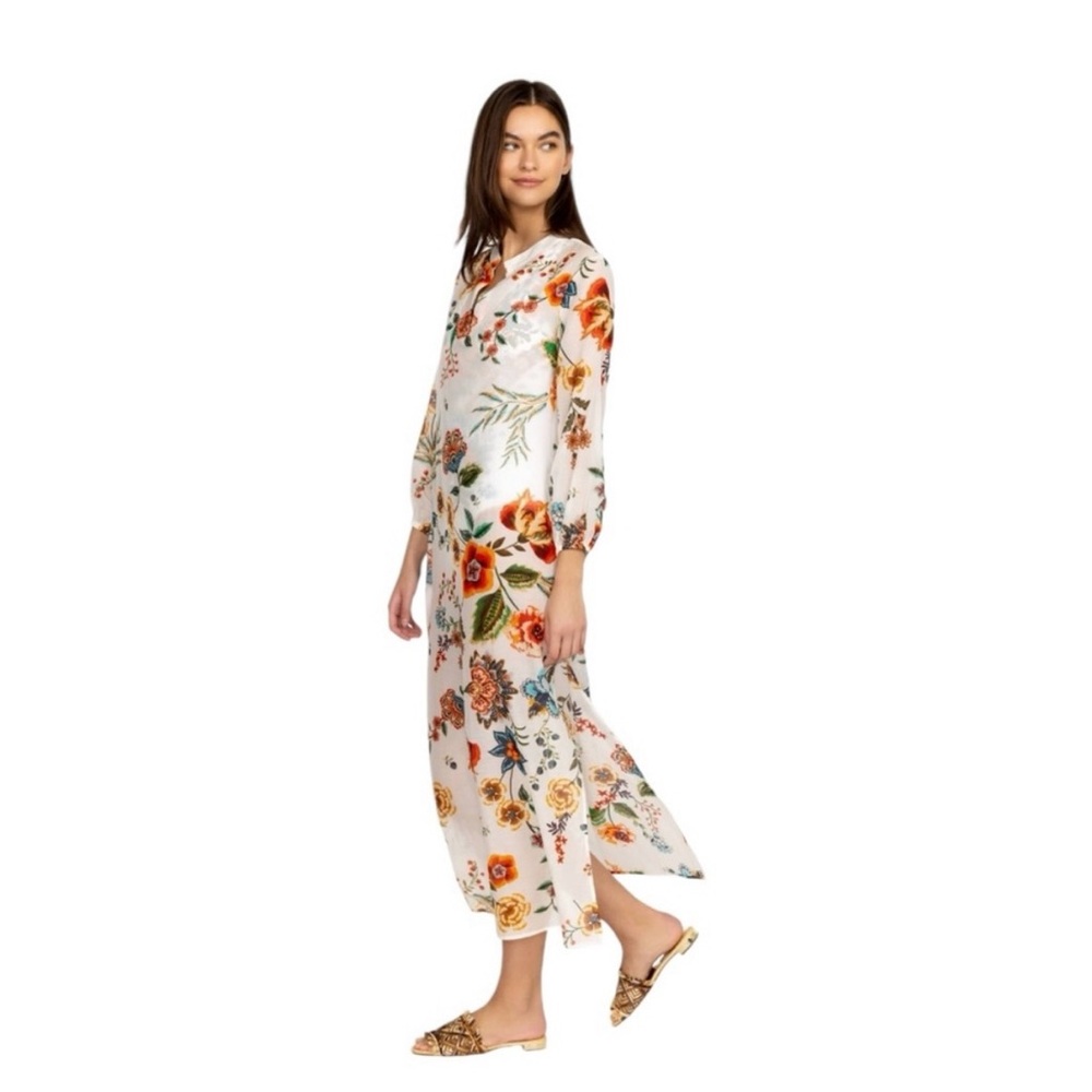 Johnny Was Ardella Dress/Cover up - Silk Blend - White Floral - Size Large - Picture 3 of 14